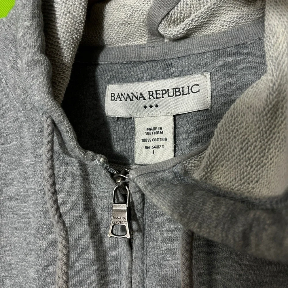 Banana Republic Mens Gray 100% Cotton 1/4 Zip‎ Graphic Hoodie Sweatshirt Large